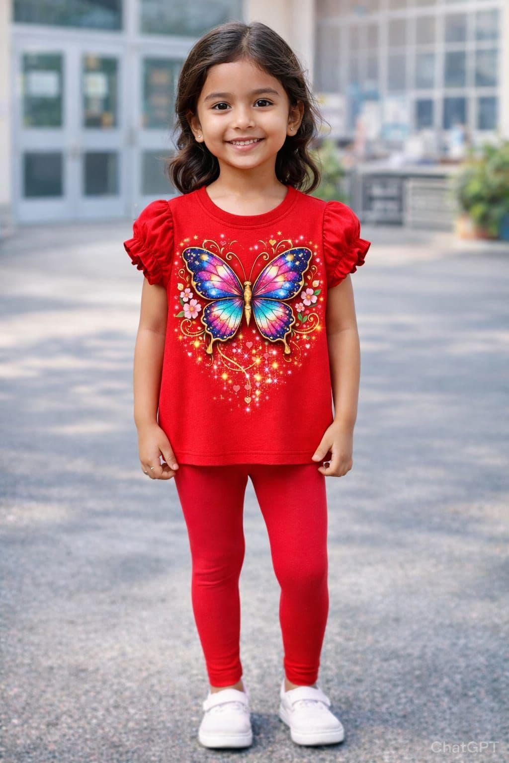 Gathering sleeve tee shirt & legging Set